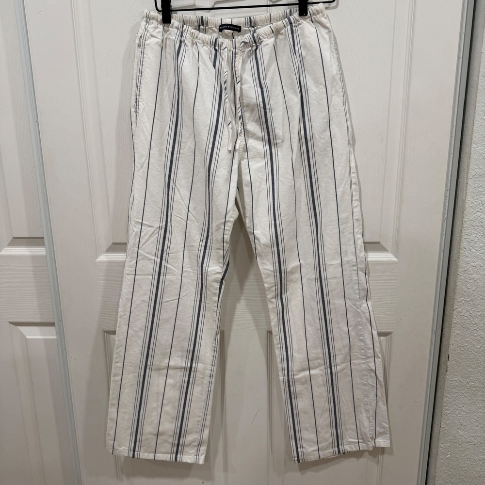 Brandy Melville Tilden Striped Drawstring Pants White Navy Blue MCH002L-Z157S